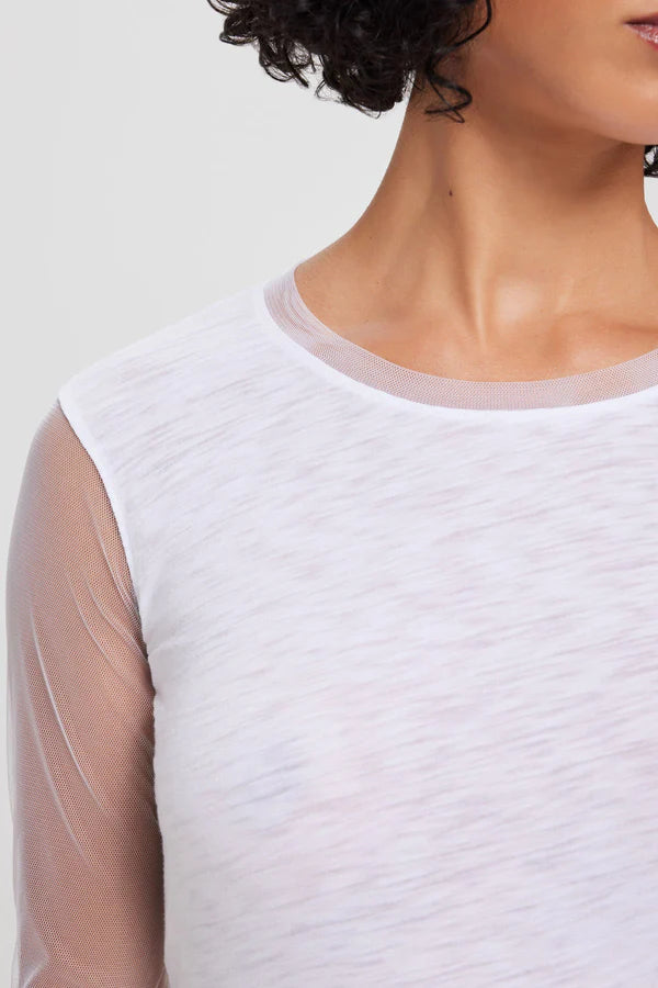 Tulle Long Sleeve Tee White - Goldie Lewinter
