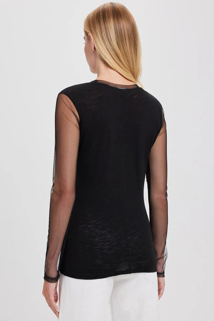 Tulle Long Sleeve Tee Black - Goldie Lewinter