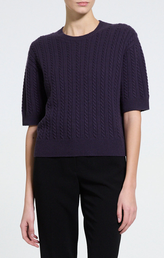 Crop Cable Tee Cashmere Nightshade - Theory Women