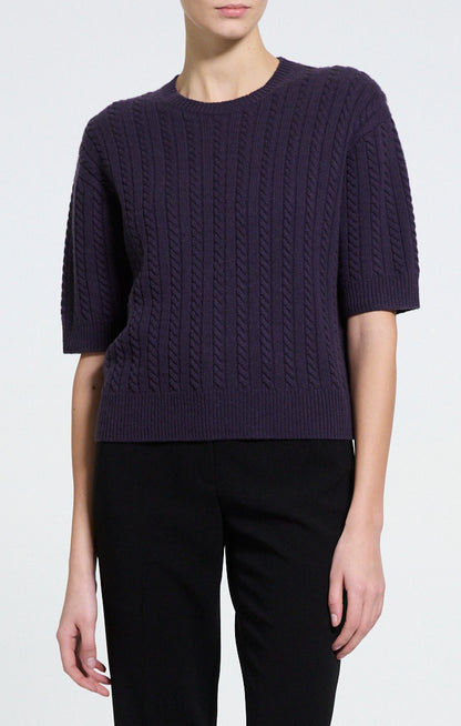 Crop Cable Tee Cashmere Nightshade - Theory Women