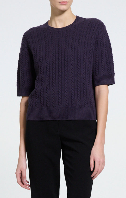 Crop Cable Tee Cashmere Nightshade - Theory Women