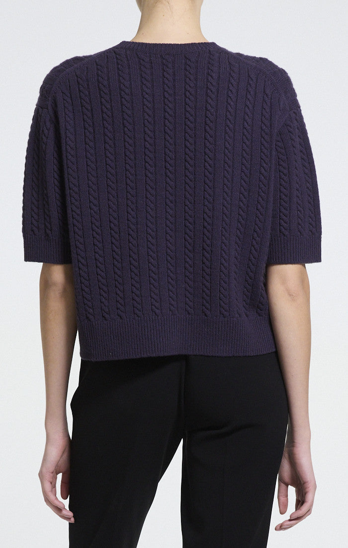 Crop Cable Tee Cashmere Nightshade - Theory Women