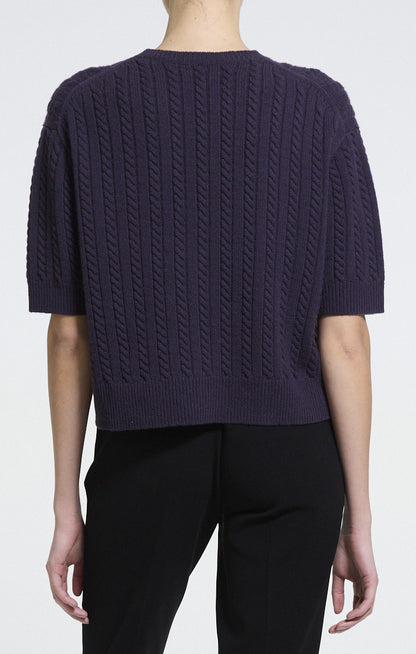 Crop Cable Tee Cashmere Nightshade - Theory Women