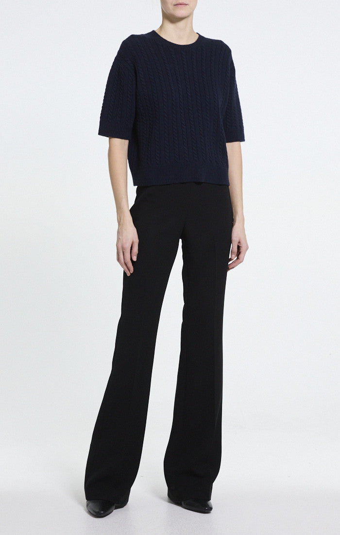 Crop Cable Tee Cashmere Nocturne Navy - Theory Women
