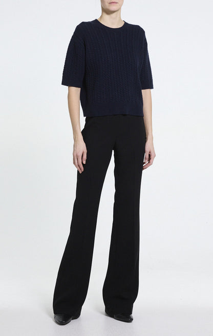 Crop Cable Tee Cashmere Nocturne Navy - Theory Women