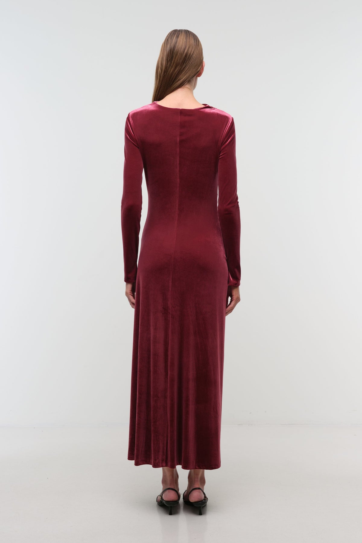 Ferrera Draped Velvet Midi Dress Lipstick - Simkhai