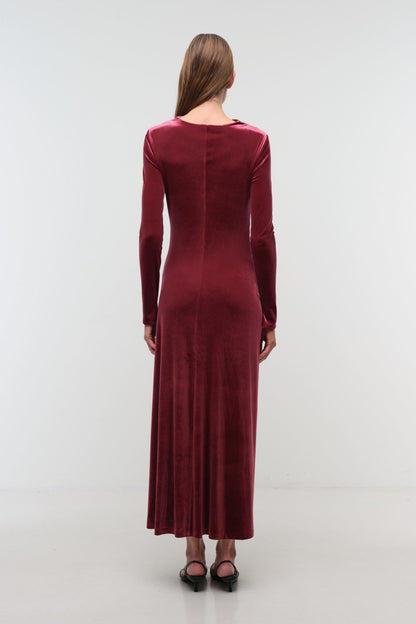 Ferrera Draped Velvet Midi Dress Lipstick - Simkhai