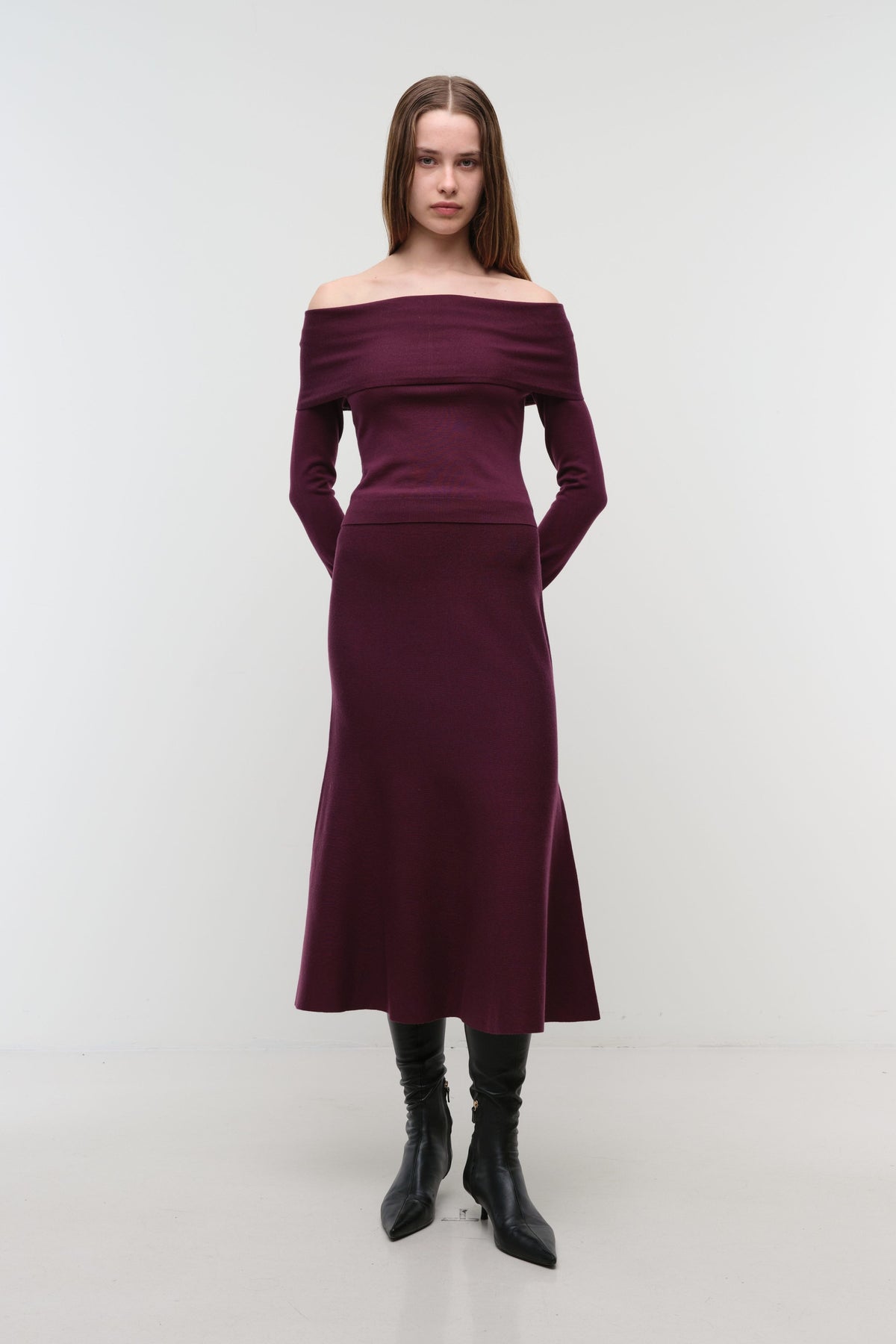Atwood Merino Wool Trumpet Skirt Dark Orchid - Simkhai