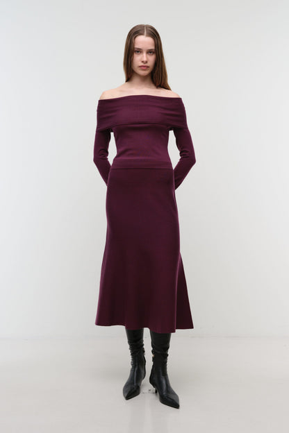 Atwood Merino Wool Trumpet Skirt Dark Orchid - Simkhai