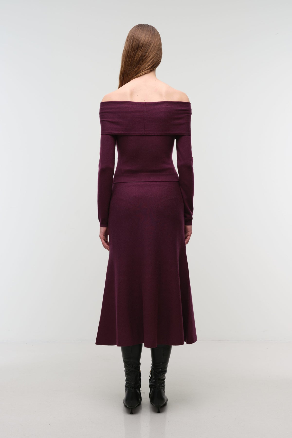 Delphia Off-Shoulder Merino Wool Sweater Dark Orchid - Simkhai