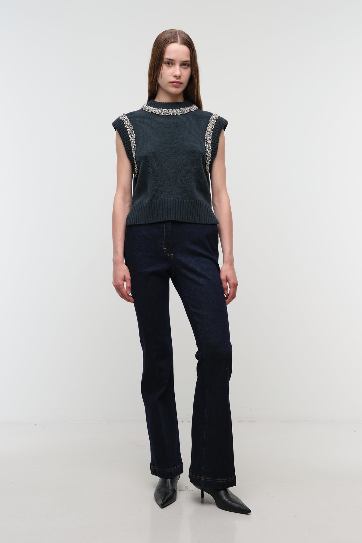 Joanae Sleeveless Embellished Sweater Dark Spruce - Simkhai