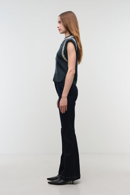 Joanae Sleeveless Embellished Sweater Dark Spruce - Simkhai