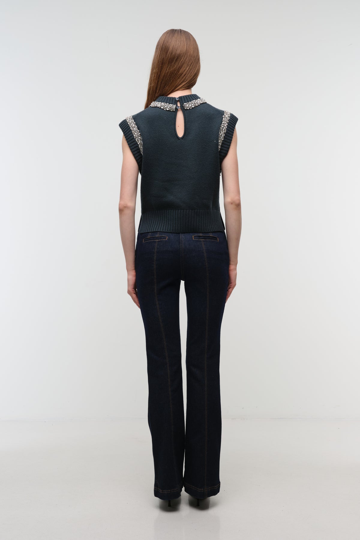 Joanae Sleeveless Embellished Sweater Dark Spruce - Simkhai