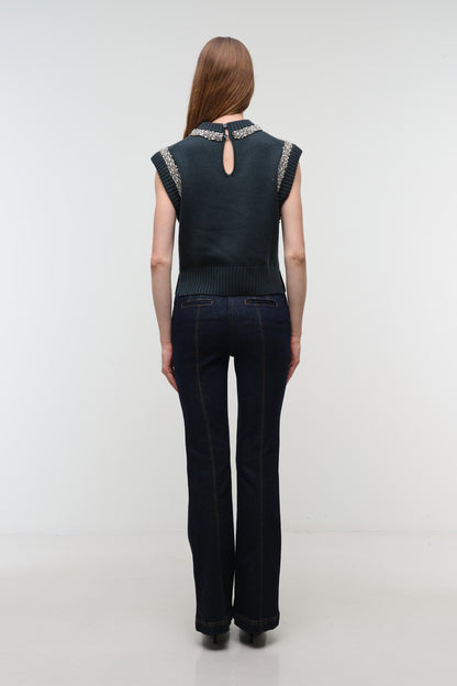 Joanae Sleeveless Embellished Sweater Dark Spruce - Simkhai