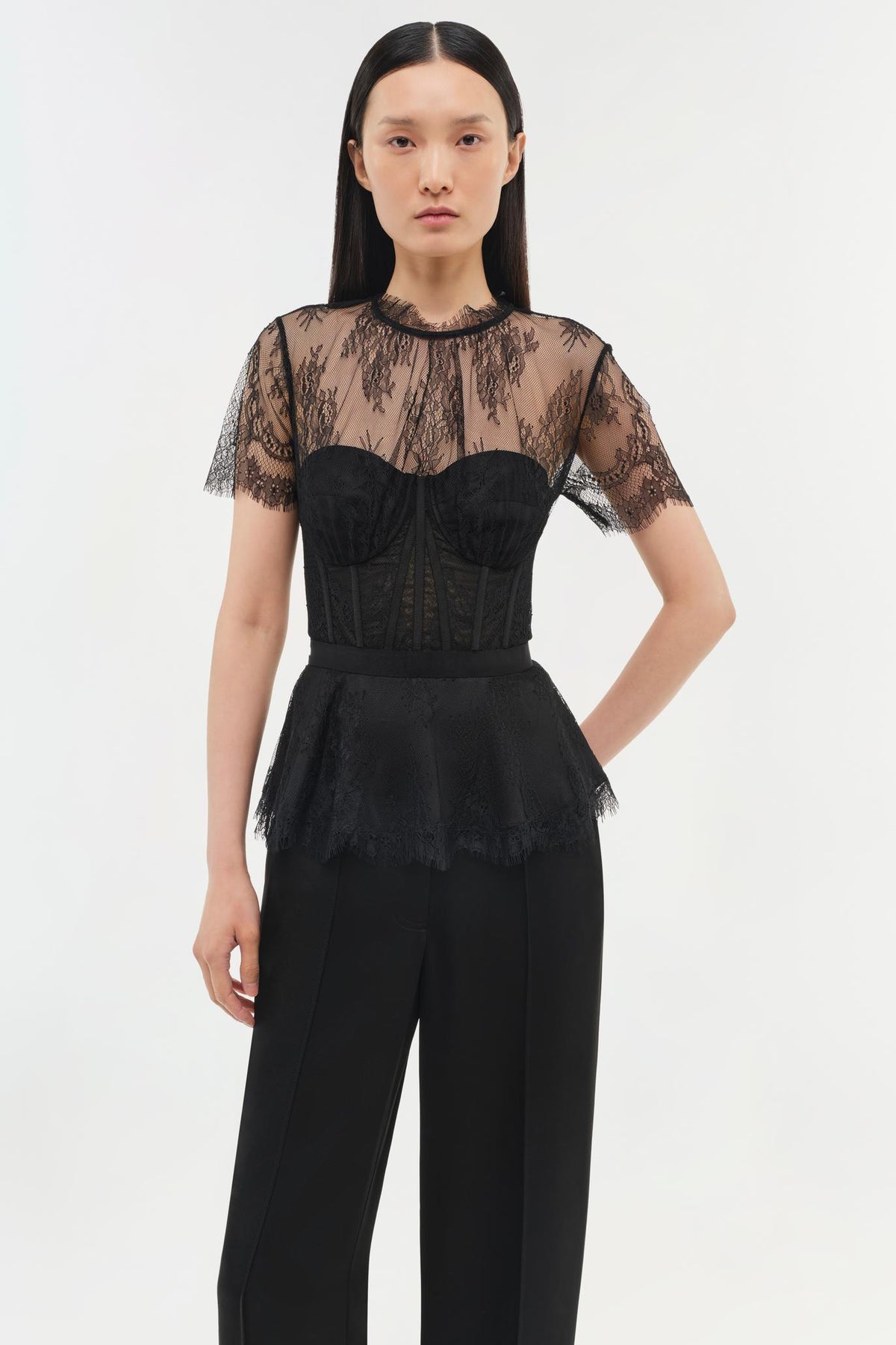 Kehlani Lace Bustier Top Black - Simkhai