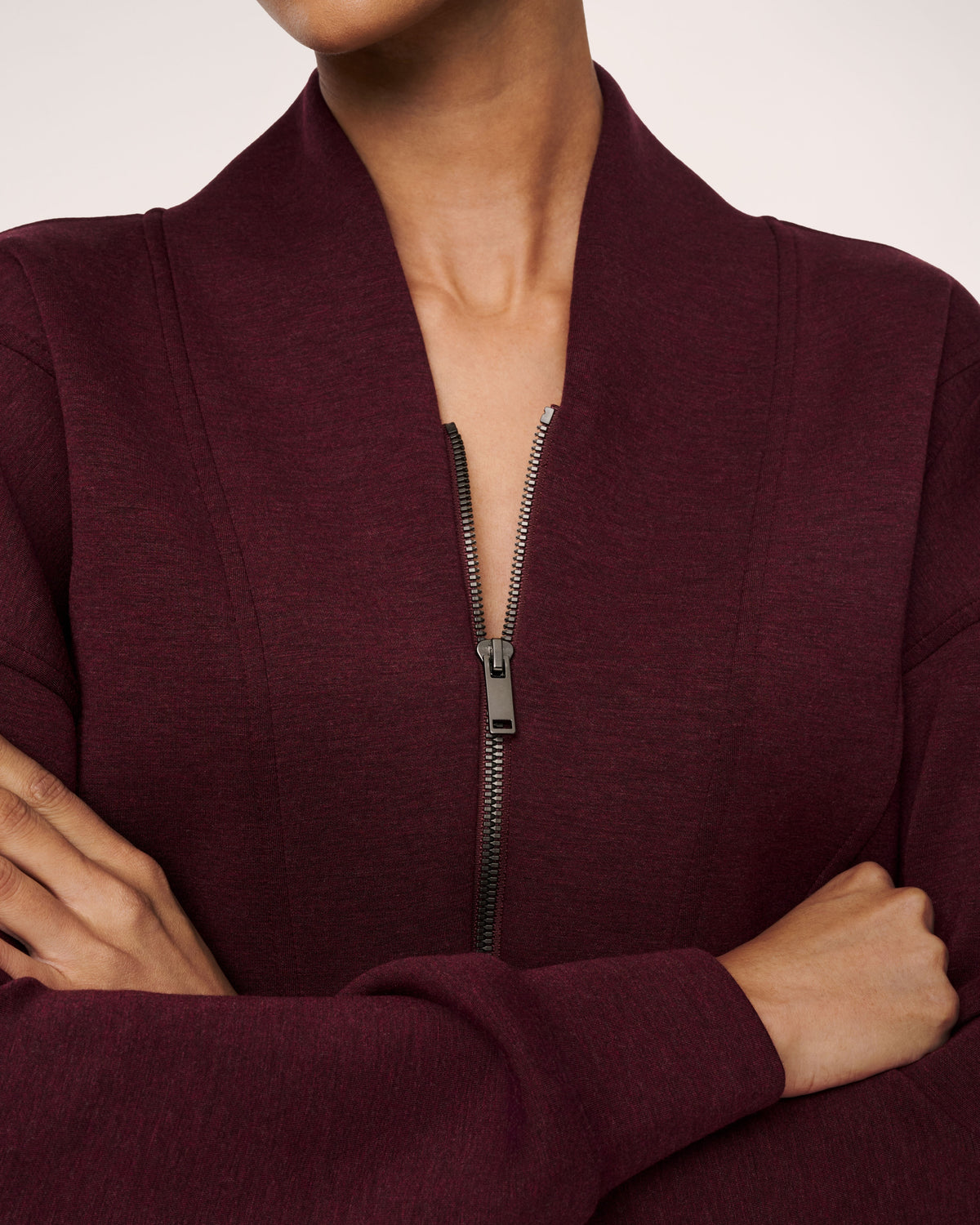 Long Sleeve Shawl Collar Jumpsuit Fig Noir Heather - SPANX