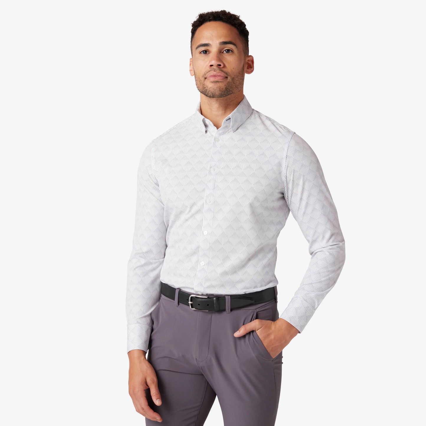 Leeward Dress Shirt White Ombre Diamond - Mizzen + Main