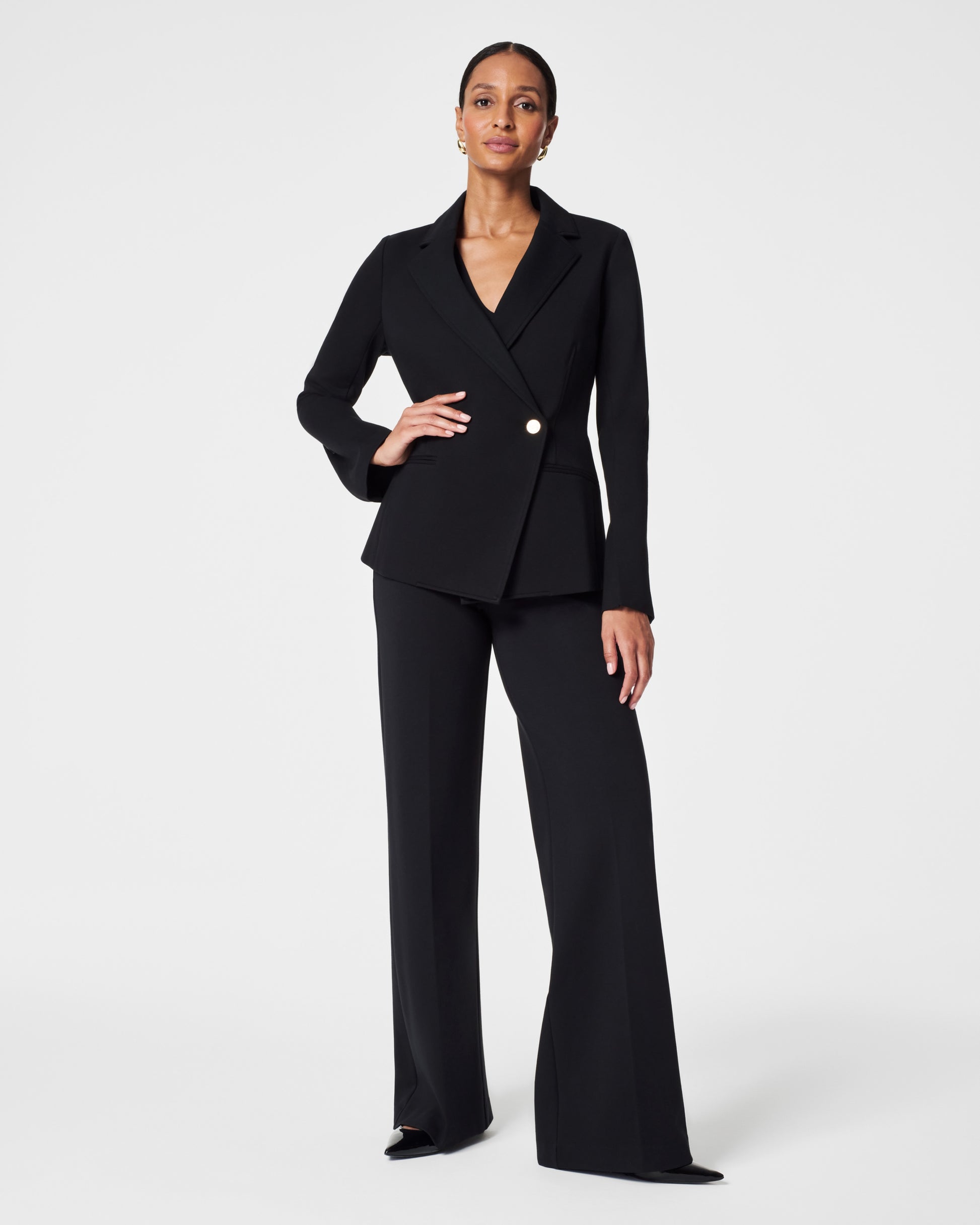 Black Women's Pants Suit Set With Blazer, Black Classic Women's Suit Set,  Black Blazer Trouser Suit for Women 