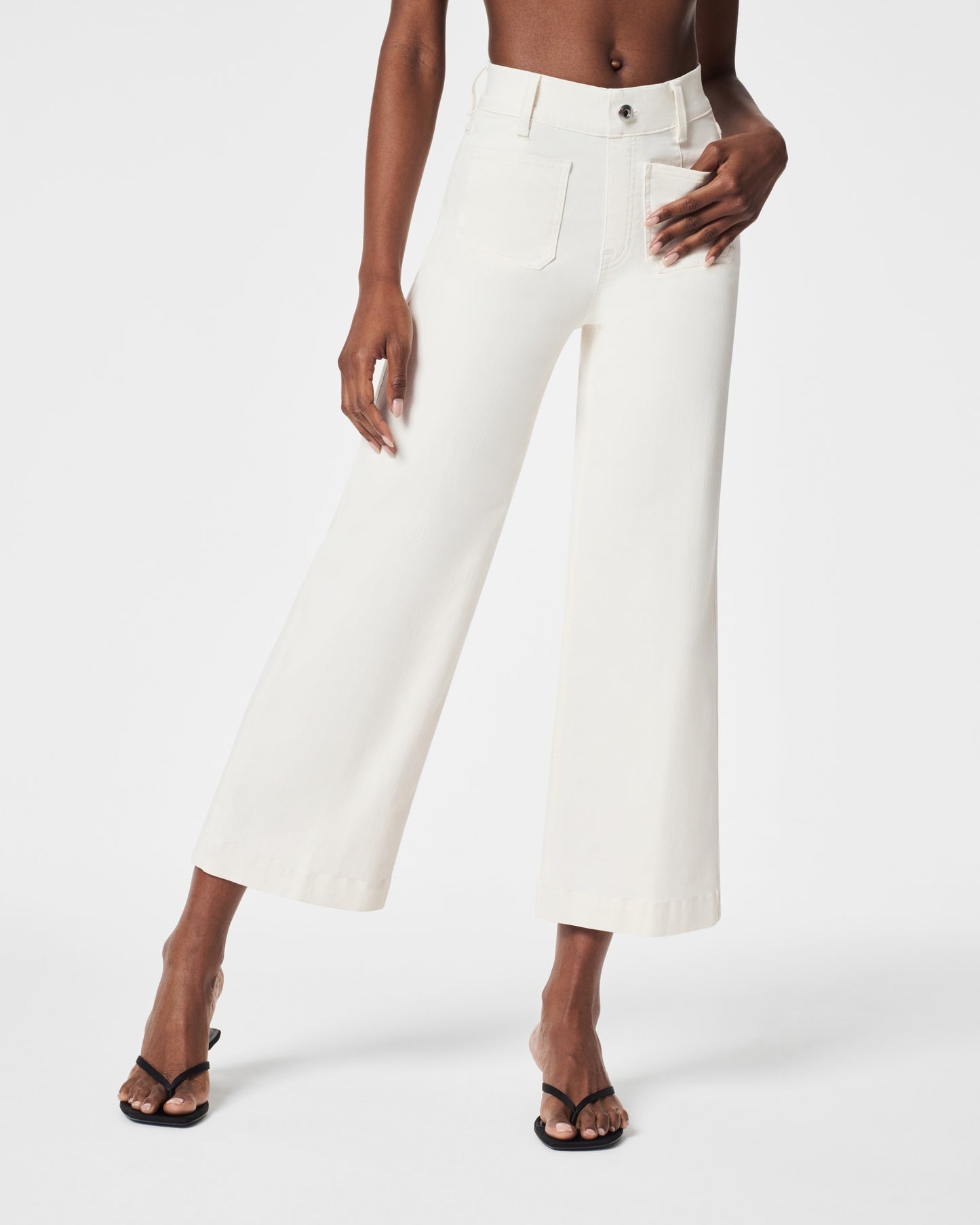 Spanx Airessentials Cropped Wide Leg Pant in White