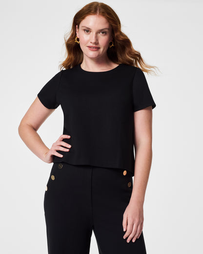 The Perfect Pleated Top Black - SPANX