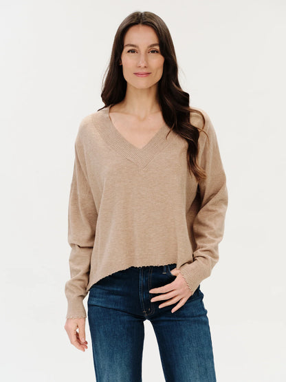 Geneva Sweater Heather Taupe - Six Fifty Clothing