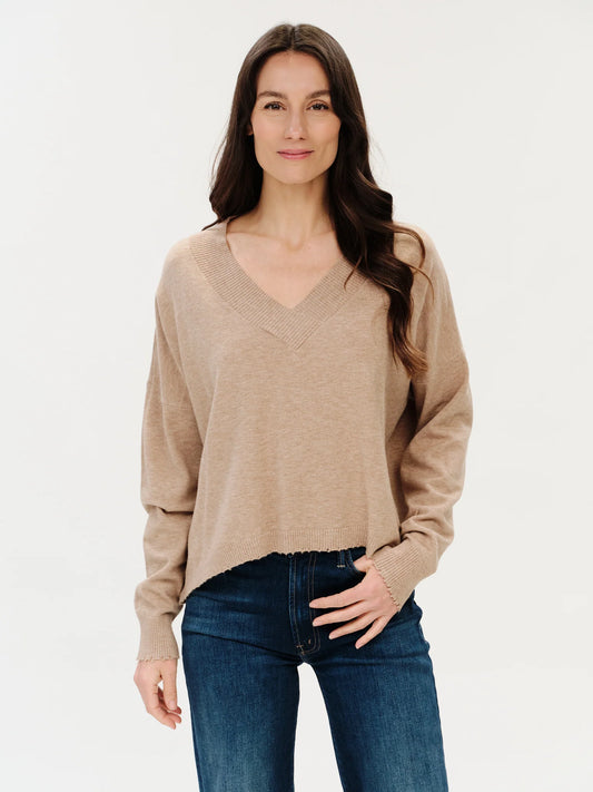 Geneva Sweater Heather Taupe - Six Fifty Clothing