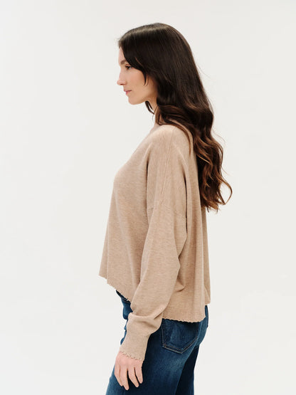 Geneva Sweater Heather Taupe - Six Fifty Clothing