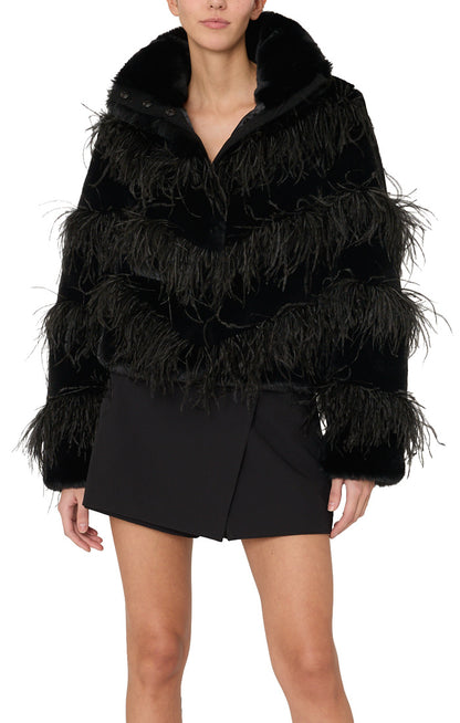 Avah Faux Fur Jacket Black - Milly