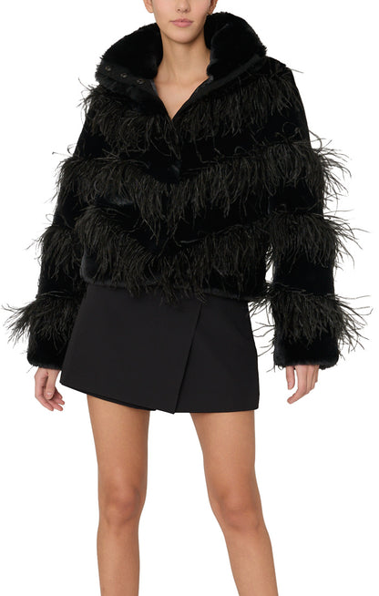 Avah Faux Fur Jacket Black - Milly