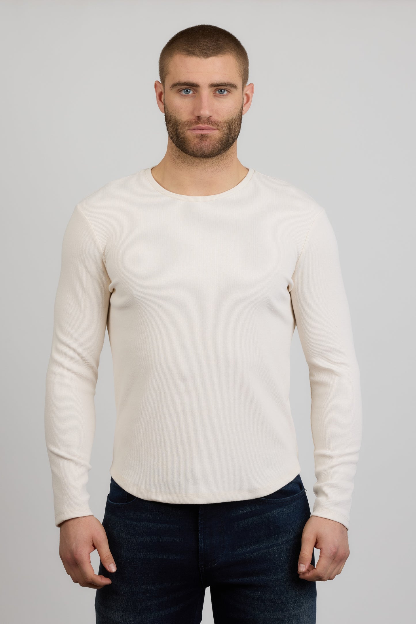 Dann Ribbed Long Sleeve Shirt Vintage Blanc - Monfrere
