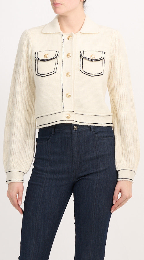 Riya Jacket Ivory/Navy - Cinq à Sept