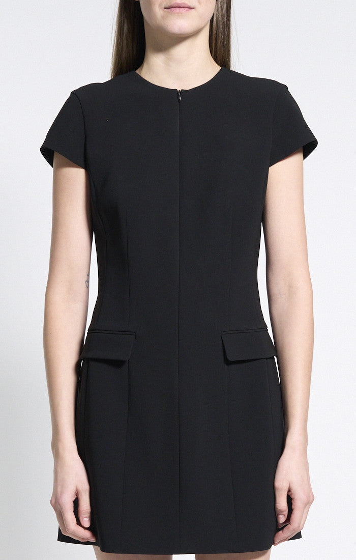 Zip Mini Dress Admiral Crepe Black - Theory Women