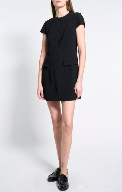 Zip Mini Dress Admiral Crepe Black - Theory Women