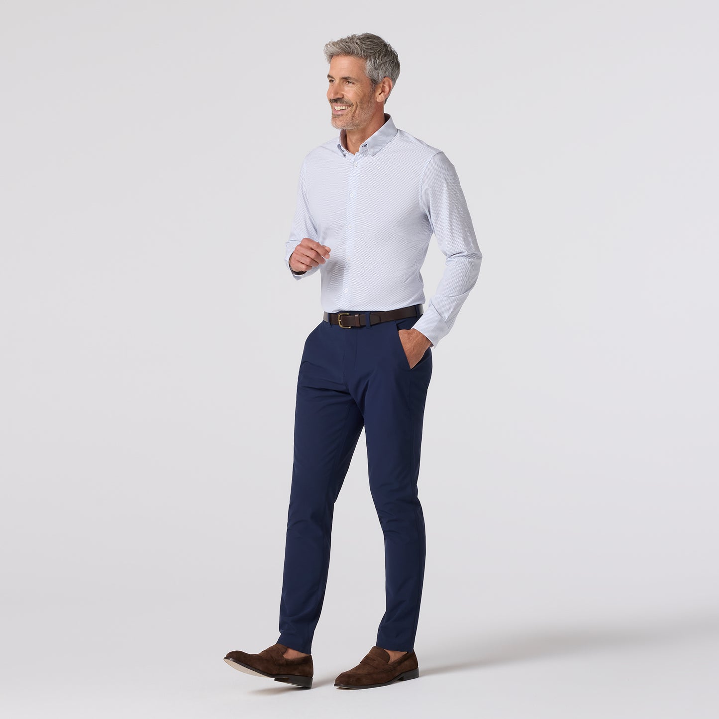 Leeward Long Sleeve Dress Shirt White Diamond Shadow - Mizzen + Main