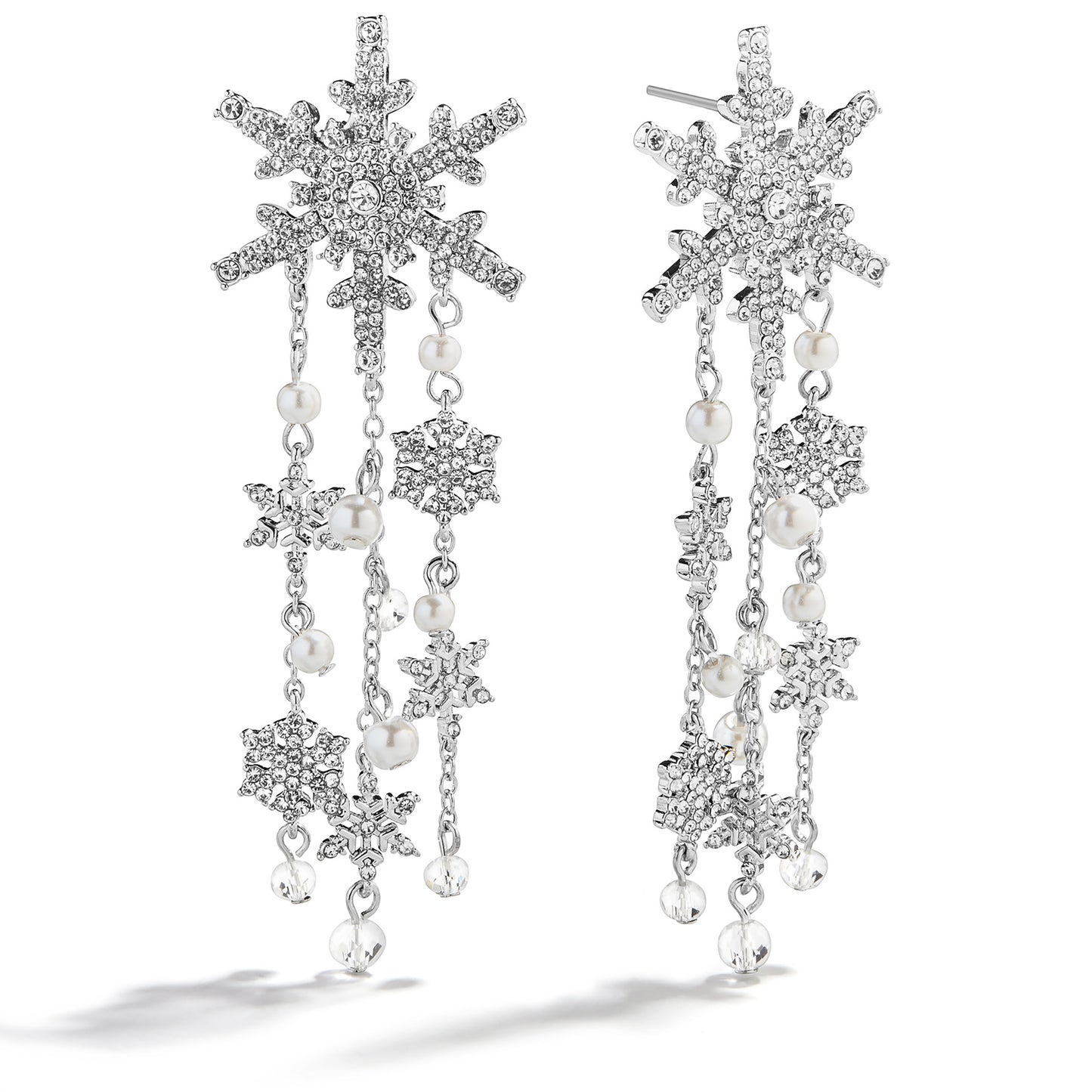 Sparkling Flurry Drop Earrings Silver/Pavé - BaubleBar