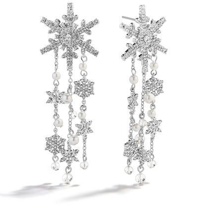 Sparkling Flurry Drop Earrings Silver/Pavé - BaubleBar