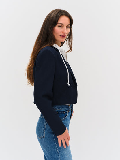 Drew Cropped Blazer Navy - Six Fifty Clothing