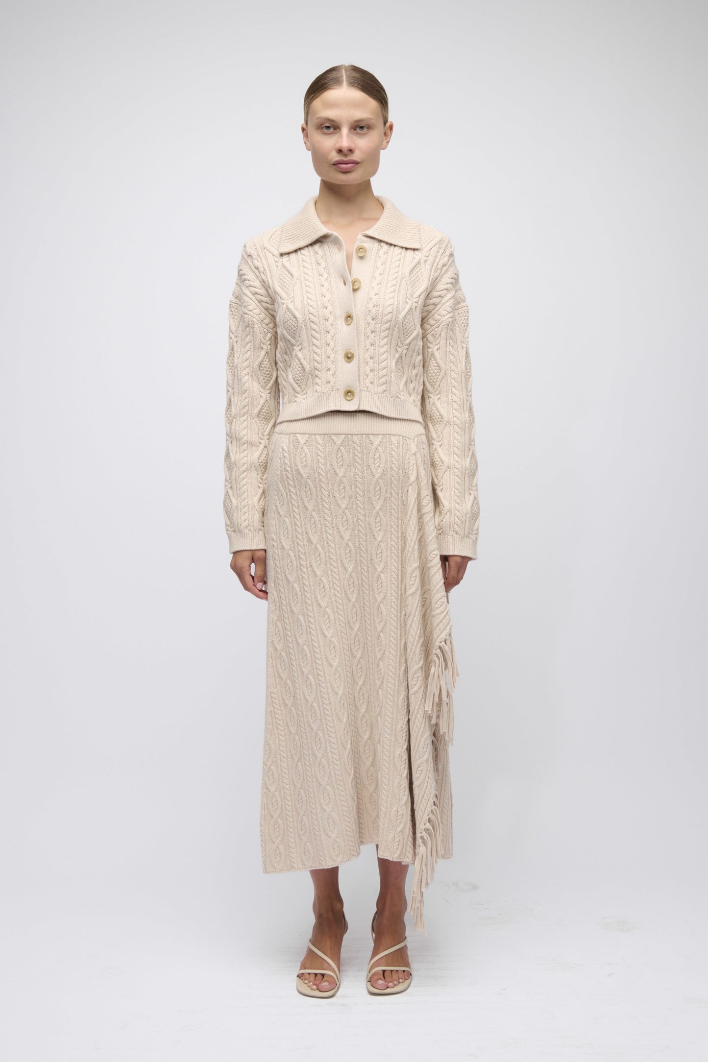 Virginia Wool Fringe Cardigan Sand - Simkhai