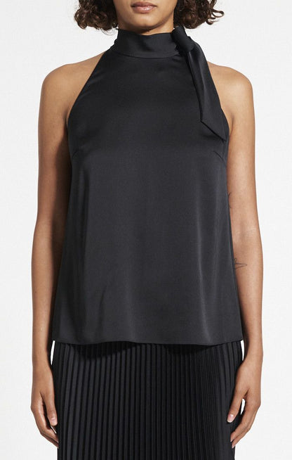 Side Tie Halter Top Black - Theory Women