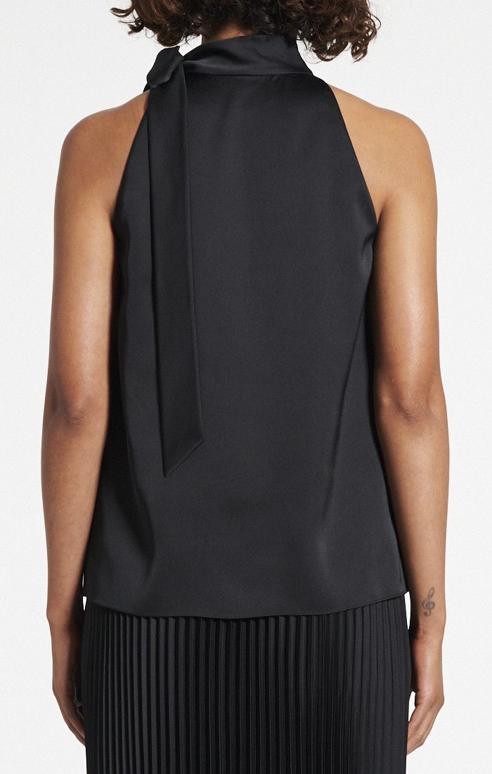 Side Tie Halter Top Black - Theory Women