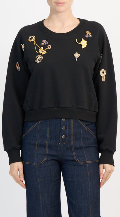Gold Brooches Jennifer Pullover Black - Cinq à Sept