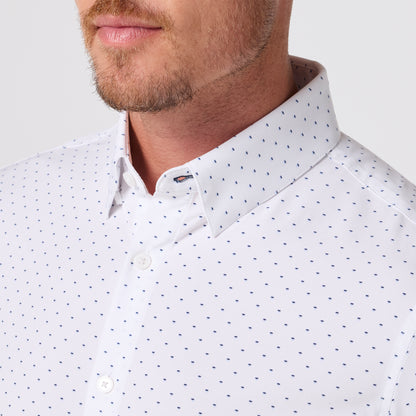 Leeward Long Sleeve Dress Shirt Navy Stacked Geo - Mizzen + Main