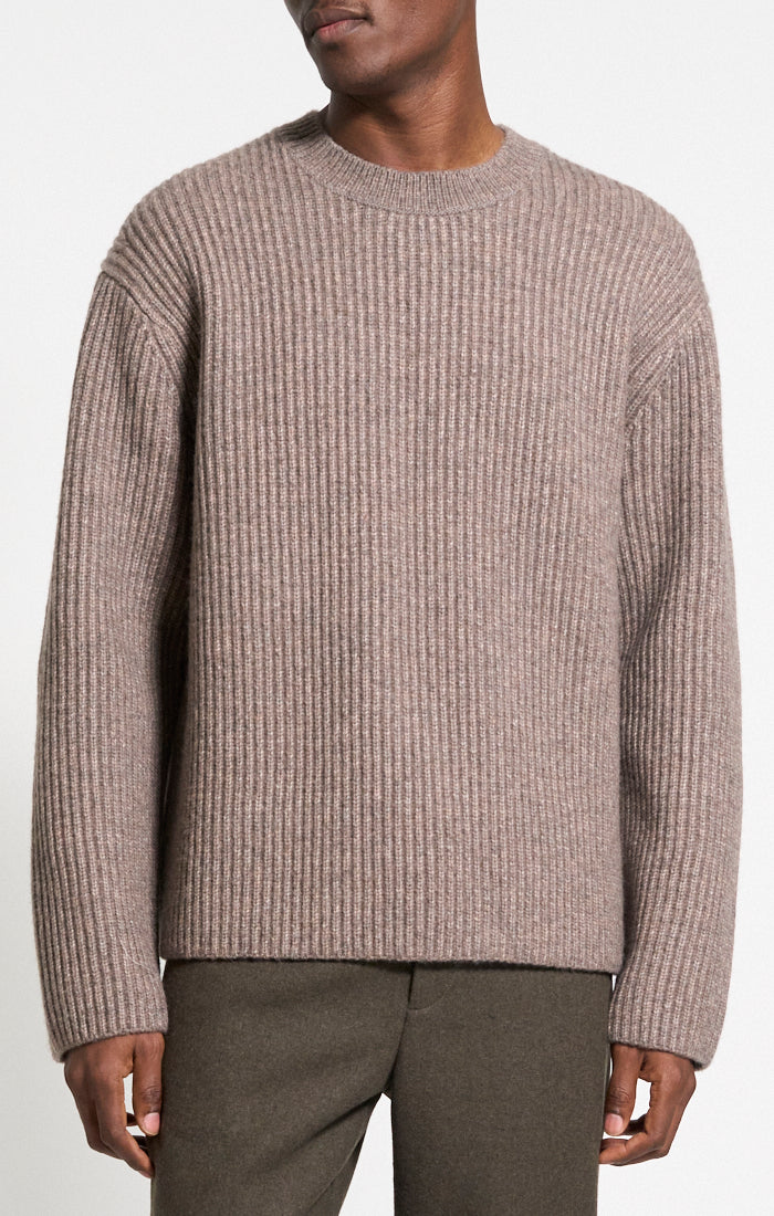 Wool Blend Crewneck Sweater Feather Melange - Theory Men
