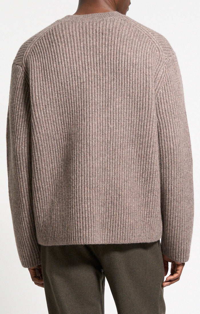 Wool Blend Crewneck Sweater Feather Melange - Theory Men