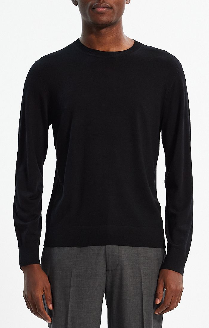 Crewneck Sweater Regal Merino Wool Black - Theory Men