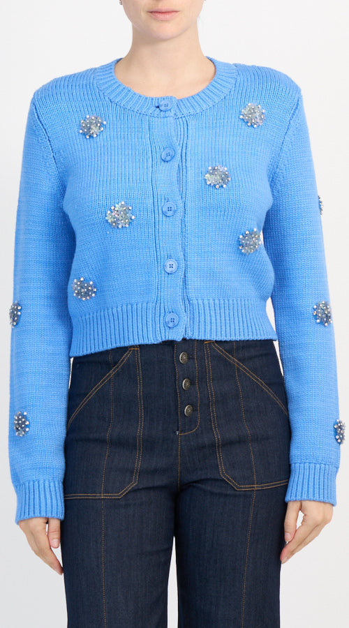 Mini Sparkle Dots Piera Cardigan Cobalt Wave - Cinq à Sept