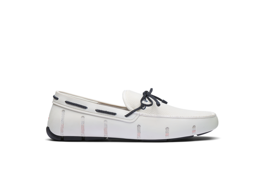 Braided Lace Loafer White/Navy - SWIMS