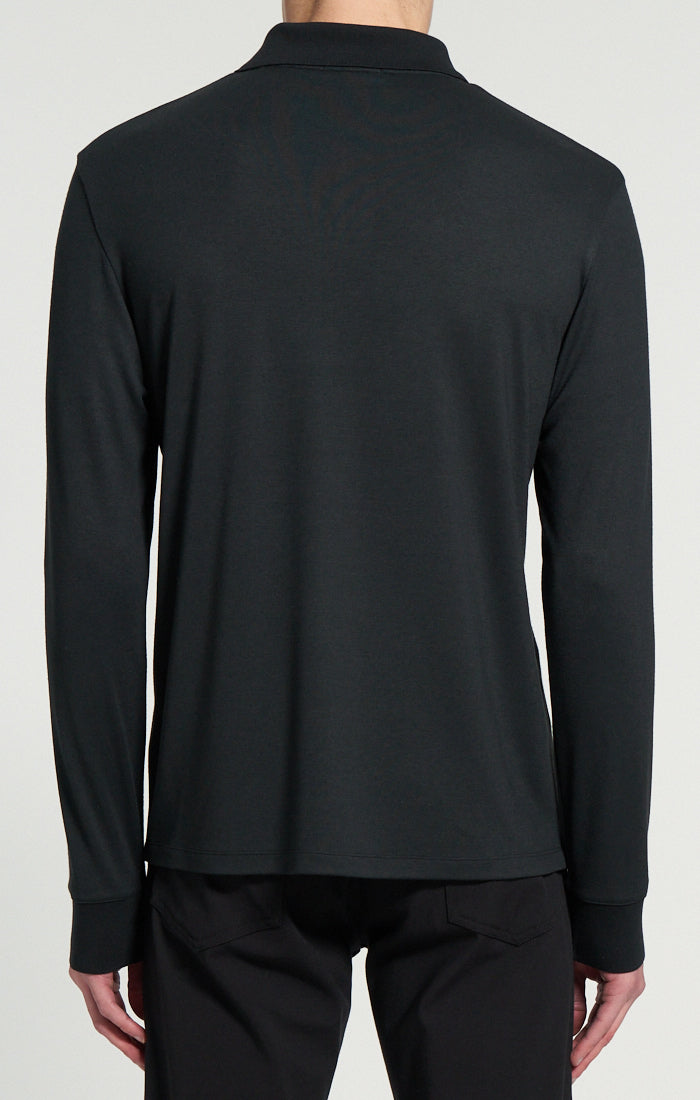 Goris Long-Sleeve Polo Shirt Anemone Black - Theory Men