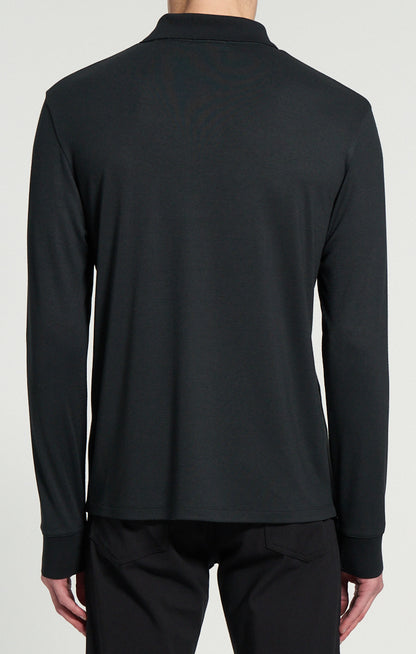 Goris Long-Sleeve Polo Shirt Anemone Black - Theory Men