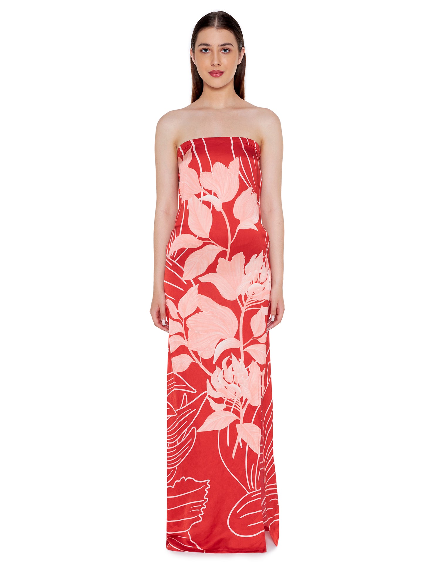 Strapless Tulip Gown Blush And Red Mono Wild Tulip - Verandah
